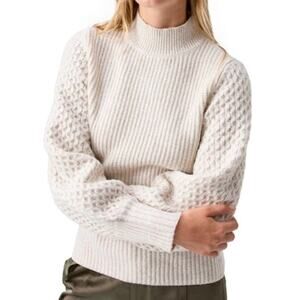 SANCTUARY Sweater Size XL NEW Honeycomb Sleeve Sweater Cream Oat